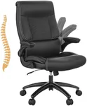 Youhauchair Ergonomic Big and Tall Office Chair, 500LBS PU Leather Executive Desk Chair with Lumbar Support and Flip-up Armrests, High Back, for Home and Office, Black