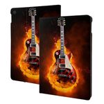 Rock Guitar in Burning Printed Tablet Case for Ipad 7th Generation 10.2", Pu Leather Non-Slip Tablet Cases Shockproof Stand Cover with Auto Sleep/Wake Cover