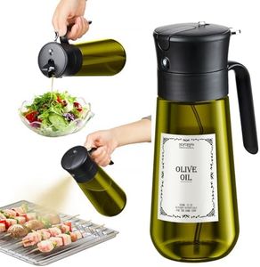 hoforife 18oz/550ml Glass Olive Oil Spray Bottle, 2 In 1 Olive Oil Dispenser for Cooking, Kitchen Gadgets for Air Fryer (Light Blockage)