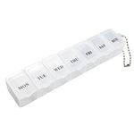 Pill Box Organiser 7 Day One Time a Day Pill Dispenser Storage Case for Medication, Supplements, Vitamins and Cod Liver Oil White