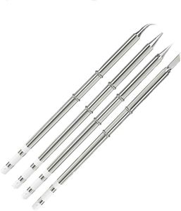 VECO-T 4PCS T12 Soldering Iron Tips,4Type Solder Tip T12-KU,T12-B2,T12-JL02,T12-ILS Replacement Tip for FX-951 FX-950 FM-203 Rework Station