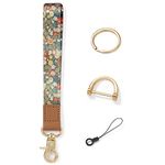 Vicloon Wrist Lanyard Key Chain, Lanyard Wristlet Strap, Wristlet Strap Keychain Holder with Metal Key Rings, Horseshoe buckle and small lanyard for ID Badge Holder Keys Phone (Floral)