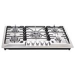 36inch Gas Cooktops, Stainless Steel 5 Burners Gas Range, NG/LPG convertible