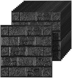 Umedol 40 PCS 3D Wall Panels Peel and Stick Faux Foam 11.8"*11.8" Black Brick Wallpaper for Walls 3D Wall Tiles Faux Brick Paneling Self-Adhesive Wallpaper for DIY Interior Wall Decor