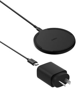 Belkin Wireless Charging Pad 15W - Qi Charger, Charging Station for Apple iPhone 16, iPhone 15/14/13 Series, AirPods, Samsung Galaxy S25, Galaxy S24, Pixel - Power Supply and Cable Included - Black