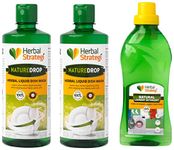 Strategi Natural Dishwash Liquid Gel Pack Of 2 & Herbal Strategi Natural Fabric Wash –500ml | Liquid Detergent for Top Load & Front Load Washing Machine | Suitable For All Fabrics | Skin Safe