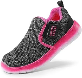 DREAM PAIRS Boys Girls Shoes Kids Slip on Tennis EZ-Ons MightyMovers Running Athletic Sports Sneakers,Size 3 Little Kid,Black/Fuchsia,Luca