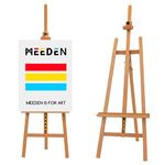 MEEDEN Large Basic Studio Easel: Hold Canvas up to 50'' Solid Beech Wood Artist Easel - Adjustable A-Frame Floor Painting Easel for Adults Beginners Art Exhibition Gallery