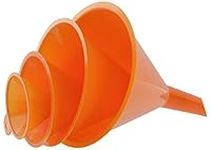 RamPro 4-Piece All Purpose Wide-Mouth Bright Orange Plastic Funnel Set for Quick and Clean Transferring Liquids, Dry Goods, Between Pitchers, Bottles, Cans and Containers