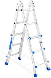 Stanz (TM) 10FT Multi Purpose Step Ladder Aluminum Switchable Ladder, Heavy Duty Commercial Grade Up to 330 Lb Weight Rating Made with Safety Construction