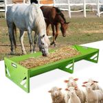 Goat Feeder, Galvanized Steel Livestock Feeding Trough Heavy-Duty Large Capacity Portable Livestock Feeder for Farms Alpacas Goats, Calves, Sheep, Horses Deer (Green)