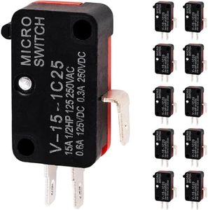 BlueStars V-15-1C25 Micro Limit Switch Blade Momentary 250VAC/125VDC 15A Perfect for Arduino, Appliance and General Electrical Equipment Supplies - Pack of 10