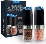 Battery-Operated Gravity Salt and Pepper Grinder Set - White Kitchen Gadgets Gifts for Cooking Adults