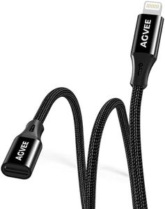 AGVEE 3.3ft Lightning Extension Cable, Braided Female to Male Extender Full Function Cord Compatible with iPhone Pad, Data Sync Video Audio & Charging Connector Adapter, Black