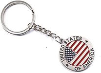 ARKOSKNIGHT Creative Car Logo Keychain for Car 3D Chrome Metal Alloy Key Chain Gifts for Women and Men Keyring Universal Size, Usa Flag