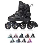 Inline Skates Children's Kids Inliners Roller Skates Roller Blades ABEC 7 Carbon Children's Inline Skates Adjustable Shoe Size (Black, L 38-41)