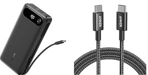 Anker Power Bank, 20,000mAh Portable Charger with Built-in USB-C Cable&USB C Charger Cable (6ft/1.8m Nylon 100W), 87W Max Fast Charging Battery Pack, for iPhone 17/16/15, Samsung,and More
