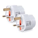 kwmobile 2 Compact Travel Adapters for UK - Travel Mains Shuko EU to UK in White