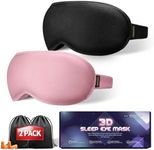 Weighted Eye Mask Women Men - 2 Pack Blindfold, Sleep Mask for Headache Relief, Blackout, Washable and Memory Foam, Eye Cover for Side Sleepers, Couple, Travel, Night Shift, Airplane(Black, Pink)