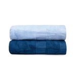 Mush Bamboo Hand Towels Set of 2 | 100% Bamboo Gym Towel for Men/Women Workout | Ultra Soft, Absorbent & Quick Dry Towel for Gym, Travel, Sports and Yoga | 40 x 60 cms | 600 GSM (Navy & Sky Blue)