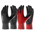 COOLJOB 2 Pairs Work Gloves for Men, Breathable & Lightweight, Rubber Coated Palm, for Gardening, Weeding Landscaping, for Lawn Yard, Black & Red, Large Size