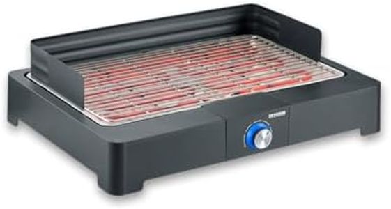 SEVERIN Barbecue électrique 2 200 W avec grille en inox, Barbecue de table avec pare-vent amovible, eBBQ avec bac à eau pour utilisation en intérieur et extérieur, Noir, PG 8565