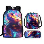 PinUp Angel Cool Galaxy Turtle Classical Basic Travel Backpack For School Water Resistant Bookbag With Lunch Bag and Pencil Bag, 23 Inch Large Capacity School Bags Rucksack, Cool Galaxy Turtle, Rucksack Backpacks