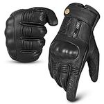aaasportx Men‘s Winter Motorcycle Gloves Genuine Leather Touchscreen Thermal Lined with Thinsulate Waterproof Motorcycles Motorbike Riding Gloves (Large)