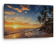 TRUECANVAS Beach Sunrise Punta Cana, Wooden Framed Canvas Paintings for Home Decor | Bedroom, Living Room,Wall Decoration | Wall Art Painting, CT0619, Size 16 x 24 in