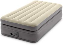 Intex Dura Beam Plus Prime Comfort Fiber-Tech Elevated Technology Home Air Mattress Bed with Electric Built-in Pump, Twin