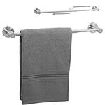 Belle Vous Stainless Steel Bathroom Towel Rail - 40-66cm Towel Holder/Towel Bar - Wall-Mounted Towel Rail for Bathroom - Expanding Silver Towel Holder