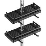 DUFU Shower Caddy No Drill 2Packs Punch-free Multi-function Shower Storage Rack Shower Shelf Tidy for Soap Shampoo Towel with Buckle and Shower Head Hook Fit 0.83-0.98inch Diameter Shower Rail Black