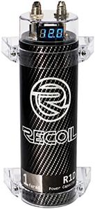 RECOIL R1D 1.0 Farad Car Audio Energy Storage Reinforcement Capacitor with Blue Digital Read-Out