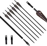 ARCHERY SHARLY 31Inch Carbon Arrow Practice Hunting Arrows with 4" Natural Turkey Feather Fletching, Arrows with Removable Tips for Compound Recurve Bow & Longbow (6 Pack)