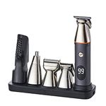 All-in-One Beard Trimmer for Men,Cordless Mustache Nose Precision Trimmer,Body Groomer Hair Cutting 5 in 1 Kit Trimmer,USB Rechargeable & Waterproof Magnetic Replacement Heads