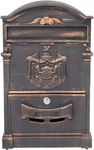 Fine Art Lighting - Barcelona (ME01R) Locking Cast Aluminum Mailbox for Outside: Vintage Victorian Heavy Duty & Theft Proof Postbox - Wall Mounted, Medium Capacity (L10 x W3.5 x H16), Red Bronze