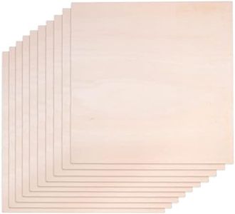 Basswood Sheets for Crafts - 10 Pack - 12 x 12 x 1/8 Inch - 3mm Thick Plywood Sheets with Smooth Surfaces - Bass Wood for Laser Cutting, Wood Burning, Architectural Models, Staining, Drawing