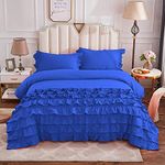 Luxurious Hotel Quality Half-Ruffle Duvet/Rajai/Quilt Cover 3 PC Set with Zipper, 400 Thread Count (1 Duvet Cover and 2 Pillow Cover) 100% Egyptian Cotton-Double Size, Royal Blue Solid