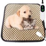 Couvkadl Pet Heating Pad, Electric Heated Pad for Dogs and Cats Indoor Waterproof Warming Mat with 9 Levels of Temperature Adjustment, Auto Off, Durable for Puppies Cats Dogs (18” X 18”)