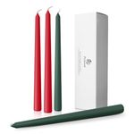 Pickood 10-Inch Tall Dripless Taper Candles Set of 4 - Red and Green Tapered Candles, Perfect for Christmas - Smokeless, Unscented, Long Burning - Hand Poured, Colored Tall Candlesticks - Christmas