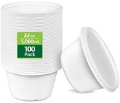 HOMURG 32oz Large Heavy Duty Paper Bowl & Lunch Container with Lids, 1000ml Take-Out White Disposable Soup Bowl & Food Storage Container with Cover, Eco-Friendly Bagasse Party Bowls Bulk 100 Count