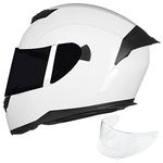 ILM Full Face Motorcycle Helmet for Motocross Street Bike DOT Certified 2 Visors Model-317(White, M)