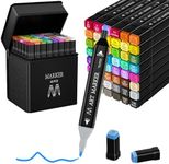 Spriak Alcohol Markers, 48 Colors Dual Tip Art Markers Set for Kids Adult Coloring, Sketching Drawing Permanent Coloring Markers, Alcohol Based Markers Artist Pens With Carry Case (48)