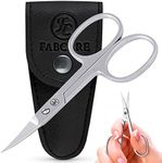 FABCARE curved nail scissors incl. pouch & e-book - innovative micro-serrations - for fingernails and toenails - sharp cuticle scissors professional - stainless steel manicure scissors