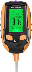 Soil Moisture Meter, 4-in-1 Digital Plant Soil Test Kit,Temperature, Soil Moisture, Soil PH Meter Gardening, Sunlight Intensity, Soil Test Meter for Gardening, Lawn, Farming,and Outdoor Plants