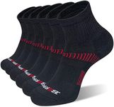 BERING Men's Essential Athletic Running Ankle Socks (6 Pairs), Black, 6-12