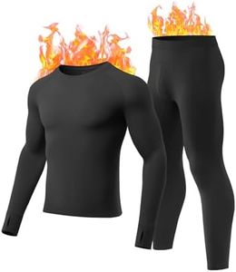 gagli Thermal Underwear Set for Men Long Johns with Fleece Lined Warm Base Layer Top Bottom Set for Cold Weather (Black, M)