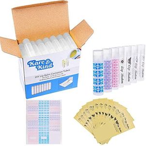 (50 pack, Lip Balm Container Tubes) - Lip Balm Container Tubes - 50-Pack - DIY - Translucent - 3/16 Oz (5.5 ml) - Including 50 Writeable & 50 Printed Lip Balm Stickers - Twist Mechanism and a Cap - Empty - Make Natural Lip Balm