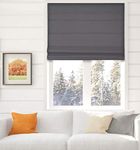 Arlo Blinds Thermal Room Darkening Fabric Roman Shades, Color: Graphite, Size: 46.5" W X 48" H, Cordless Lift Window Blinds