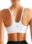 RUNNING GIRL Strappy Sports Bra for Women,U Back Padded Medium Impact Wirefree Padded Yoga Bra with Removable Cups（WX2966_White_M）